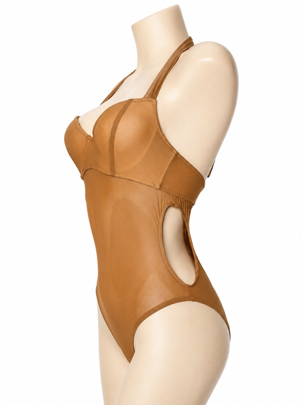 NEW Extraordinary Tan Mesh Shapewear Bodysuit Medium Dancewear Costume - Picture 3 of 7